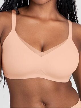 New HoneyLove Cross Over Wireless Bra Beige Nude Color Size XL 38D 38DD 38E NWT